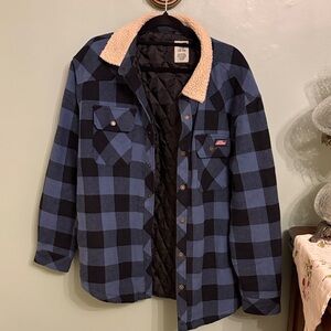 Dickies Black and Blue Sherpa Flannel Lined Jacket